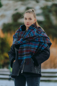 Winter accessories for women styled with coat and scarf
