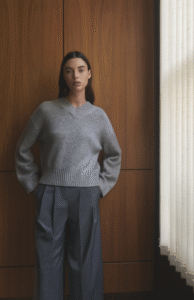 cashmere sale items neatly folded in store